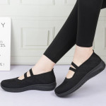 Ladies Flat Platform Shoe Sneakers Female Women Shoe-black