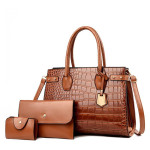 Ladies Fashion Crocodile Pattern Patent Leather Handbag