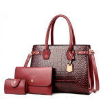 Ladies Fashion Crocodile Pattern Patent Leather Handbag