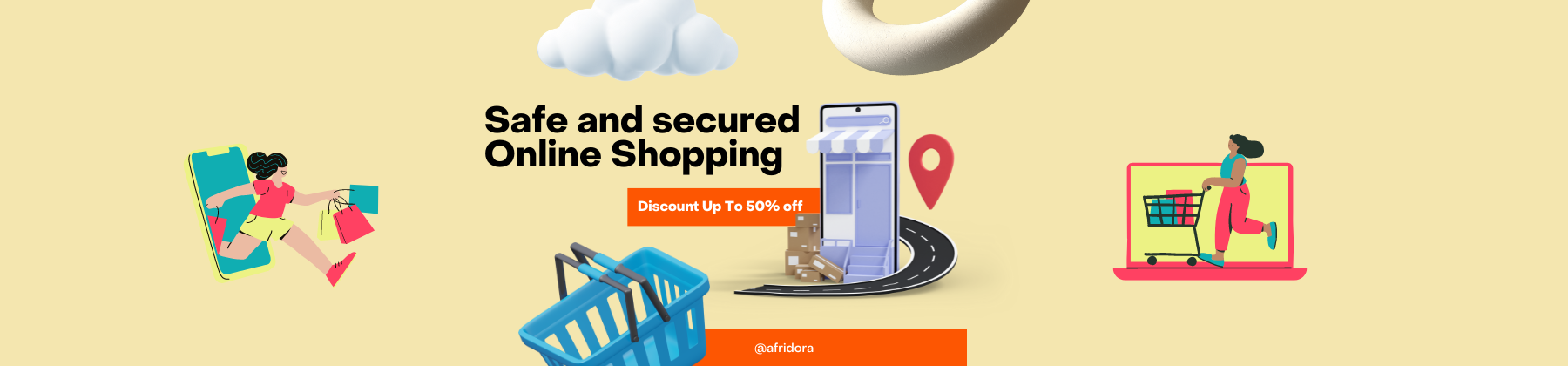 orange cream online shopping 3d render instagram post